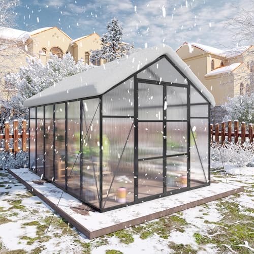 greenhouse for outdoors 8x12x7.8ft, polycarbonate greenhouse with stronger, package contents
