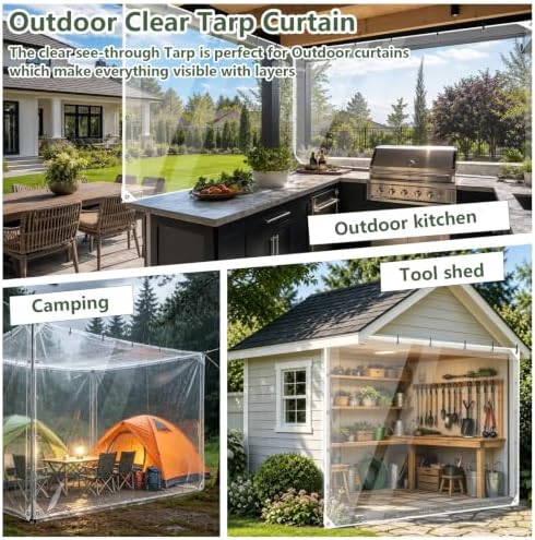 clear tarp with grommets,transparent heavy duty pvc vinyl, front angle view
