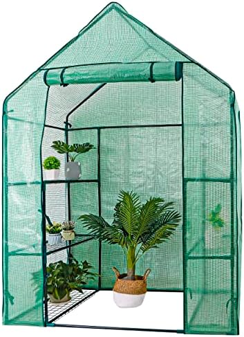 homgarden mini walk-in greenhouse 3 tiers 6 shelves, side view