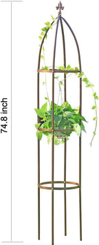 100% Metal Obelisk Garden Trellis 6.3 Feet Tall Sturdy Plant Support for Climbing Vines and Flowers Stands,1pc Upgrade (Bronze, Large)