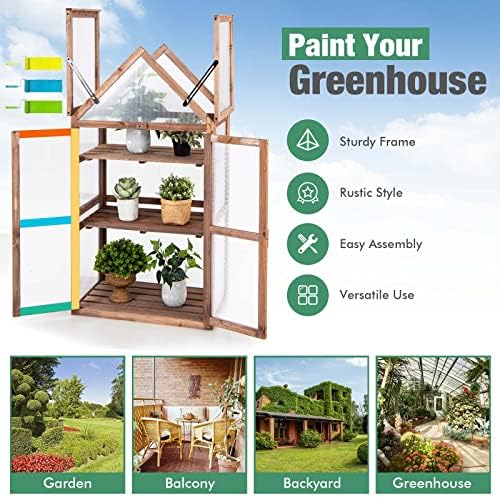 graffy wooden cold frame greenhouse with 3 removable on a desk or shelf
