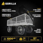 gorilla carts steel utility garden cart, 1000 lb. showing dimensions