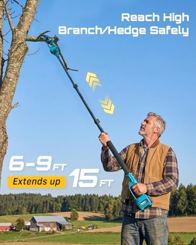 seesii 6-in-1 cordless pole saw & hedge trimmer, close-up detail