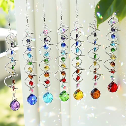 crystal gazing ball spiral wind spinner suncatcher garden shown in use