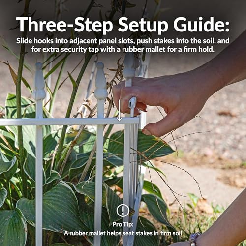 sunnydaze decorative garden fence border, 22" w x, close-up detail