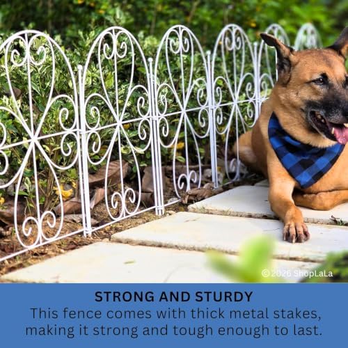 shoplala garden fence (10 panels) 12.5inx16.5in white metal, view 9