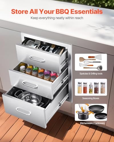vevor outdoor kitchen drawers 18.11"w x 23.23"h x, side view