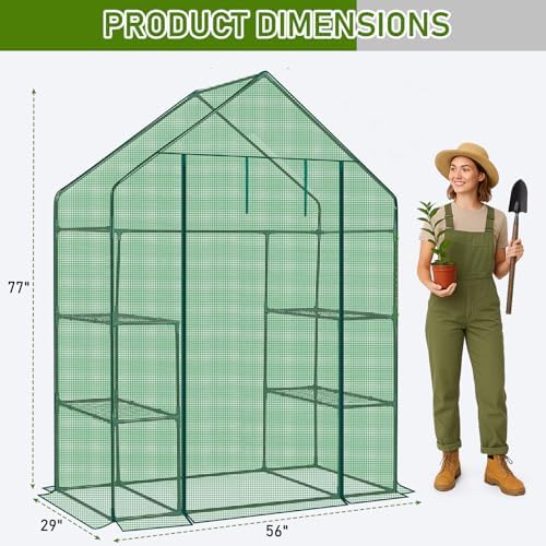 outvita walk-in greenhouse, 3 tiers 4 shelves, durable shown in use