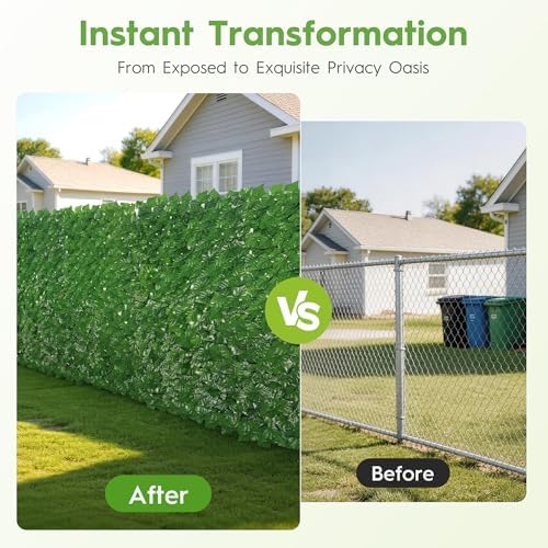 bybeton 60"x120" (50sqft) ivy privacy fence, front angle view