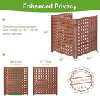3-panel outdoor air conditioner fence screen, outside wood, close-up detail