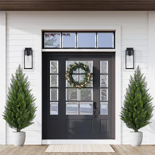 briful 3ft artificial cedar topiary trees set of showing dimensions