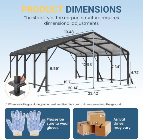 wisteria lane 20'x20' metal carport, heavy duty carport shown in use