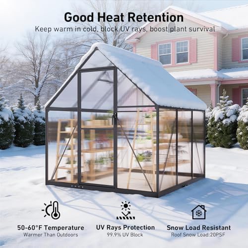 6x6 ft walk in greenhouse with hygrometer, windproof on a desk or shelf