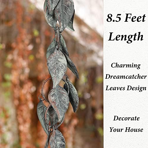 8.5 ft rain chain, rain chains for gutters shown in use