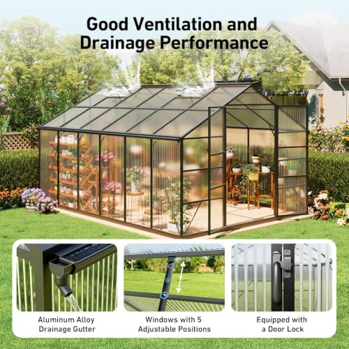 10x12 ft greenhouse with hygrometer, windproof uv protection on a desk or shelf
