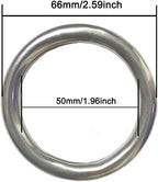 2.5" Metal O-Ring, 4 Pack 304 Seamless Welding Stainless Steel Rings Heavy Duty Smooth Solid Multi-Purpose Big Ring for for Crafts, 8mm x 50mm