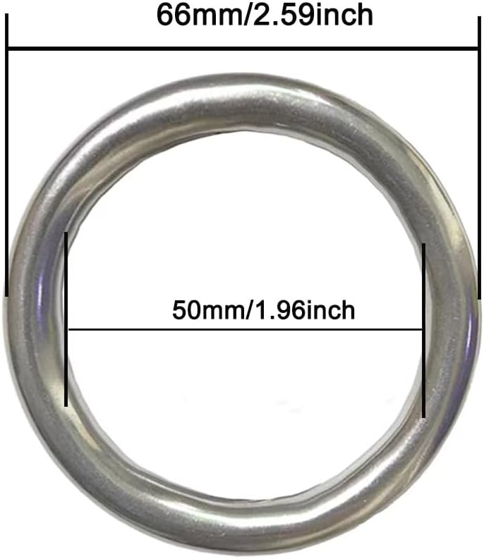 2.5" Metal O-Ring, 4 Pack 304 Seamless Welding Stainless Steel Rings Heavy Duty Smooth Solid Multi-Purpose Big Ring for for Crafts, 8mm x 50mm