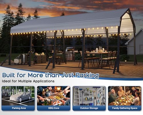 jocisland 12x20x10.5 ft metal carport with waterproof removable on a desk or shelf