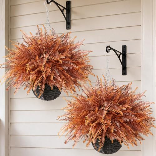 2 set artificial fall ferns hanging plants for, main product view