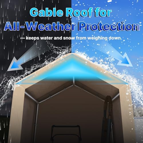 advance outdoor 6x8 ft outdoor portable storage shelter, side view