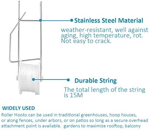 tomato trellis roller hooks with 49.2ft string for shown in use
