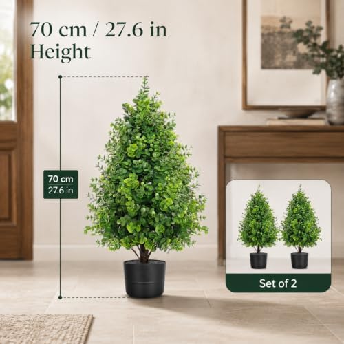 thkful 2 pack artificial boxwood topiary trees with on a desk or shelf