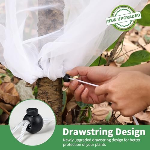 afzdby garden mesh netting with drawstring,plants cover protection, close-up detail