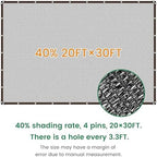 shade cloth, 20ft x 30ft 40% black outdoor shown in use
