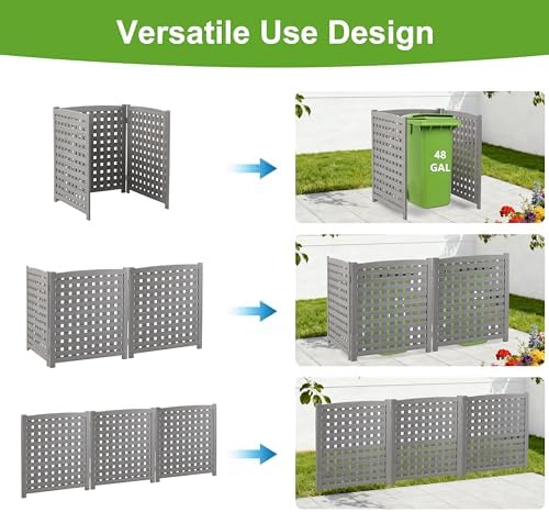 3-panel outdoor air conditioner fence screen, outside wood, view 9