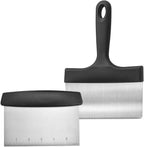 2-in-1 Blackstone Griddle Scraper & Chopper - Heavy Duty Stainless Steel Blade, 6" Wide Flat Edge for Cleaning & Cooking, Heat Resistant & Dishwasher Safe, Compatible with any Flat Top Griddle