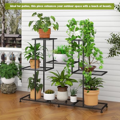 twhep metal plant stand, 5 tiers multifunctional plant shown in use