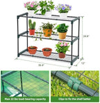 lean-to greenhouse with 3-tier shelves: ohuhu portable walk-in, side view