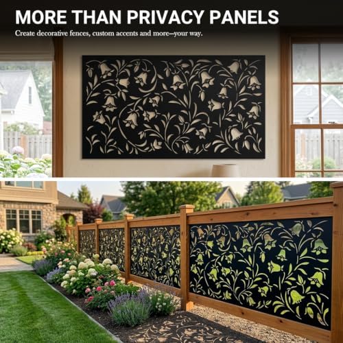 72" outdoor privacy screen, decorative metal privacy fence on a desk or shelf