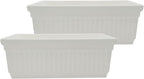 The HC Companies 18 Inch Venetian Window Planter Box with Drainage Plug, Lightweight UV-Resistant Plastic Indoor & Outdoor Planters, 2-Pack Flower Box for Garden & Home Decor, White