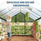 6x8 ft polycarbonate walk-in greenhouse with roof vent, package contents
