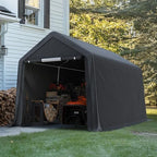 advance outdoor 7x12 ft 2 roll up doors, front angle view