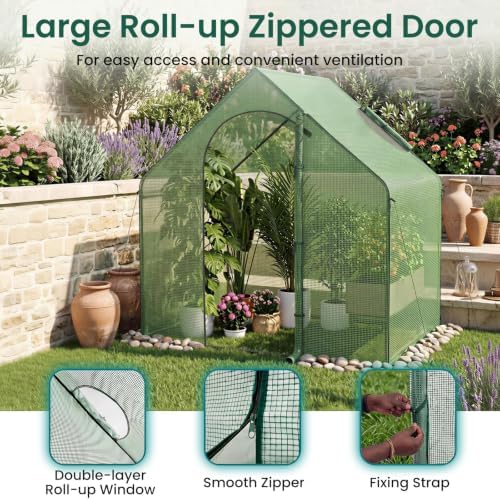 happygrill walk-in greenhouse, portable outdoor green house with, side view