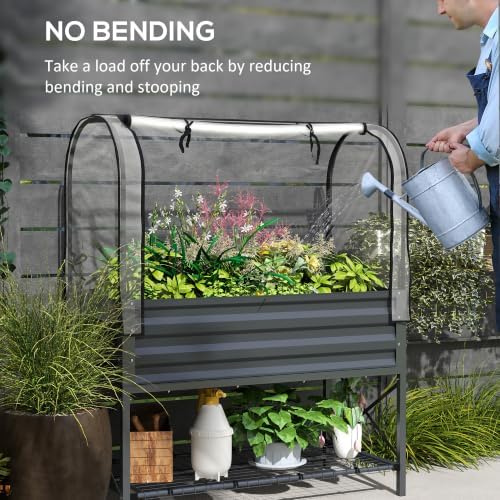 outsunny raised garden bed with cover and storage, package contents