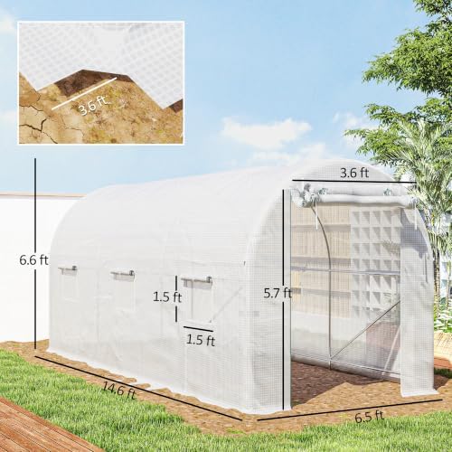 outsunny 14.6'x6.5'x6.6' hoop house greenhouse with 2 support on a desk or shelf