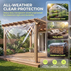 8' x 10' outdoor clear tarp curtain waterproof showing dimensions
