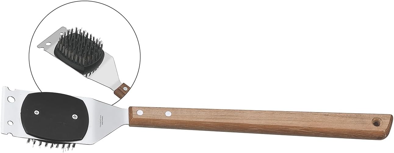 Tramontina 26445/100 Wooden Handle Grill Brush, Dynamic, 16.5 inches (42 cm), Natural Wood, BBQ, Cleaning, Chrasco Tool, Made in Brazil