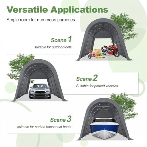 cobizi carport canopy 12x20 heavy duty portable garage showing dimensions