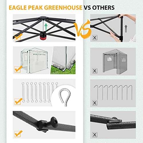 eagle peak 8x6 easy setup pop up greenhouse, side view