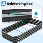 quictent galvanized oval raised garden bed kit, 6x3x1, front angle view