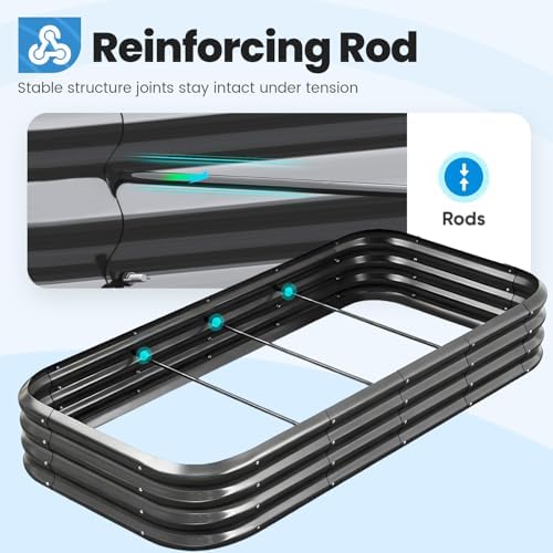 quictent galvanized oval raised garden bed kit, 6x3x1, front angle view