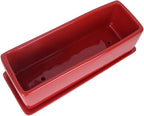 Vencer 14 Inch Rectangular Modern Minimalist Ceramic Succulent Planter Pot - Window Box with Saucer,Office Desktop Potted Stand,Red,VF-0173R