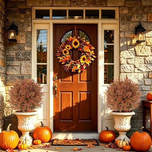 artificial fall topiary ball outdoor trees,uv resistant, side view