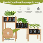 costway raised garden bed, 3-tier wooden elevated planter showing dimensions