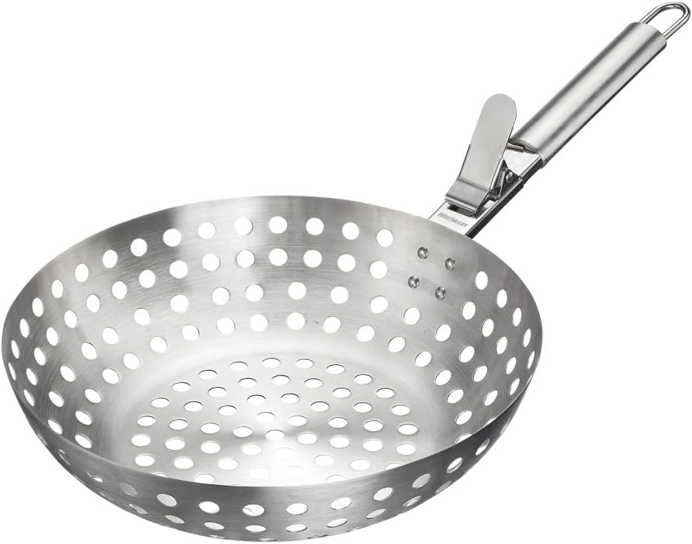Westmark Grill Wok – Ideal for preparing Large Quantities of Delicious Grilled Vegetables, Durable, Dishwasher Safe – Stainless Steel