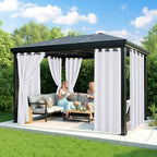 white outdoor curtains for patio waterproof, 6 drape, side view